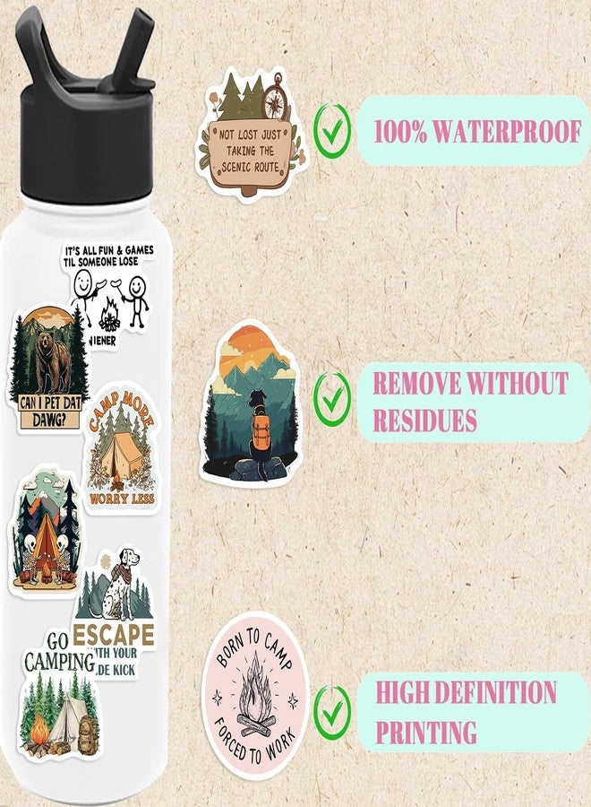 MKZ 100PCS Funny Camping Stickers Hiking Outdoor Adventure Stickers Vinyl Waterproof Sticker Packs for Laptop - Image 3